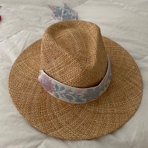 Sarah Bray Bermuda Hibiscus Hat with extra grosgrain ribbons